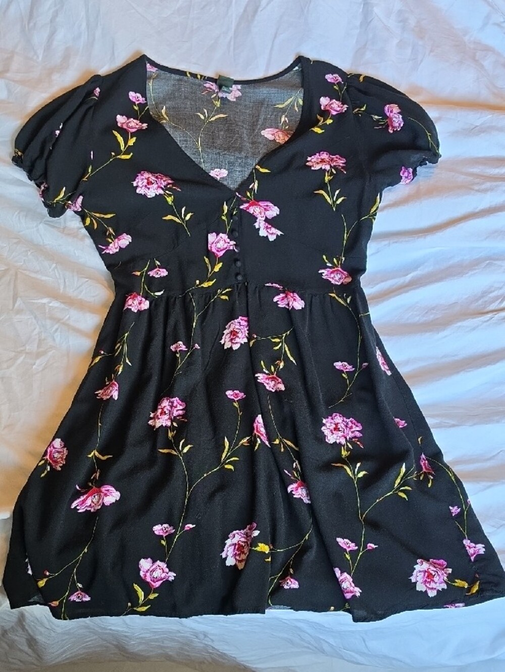 wild fable Black Mini Dress with Pink Floral Print